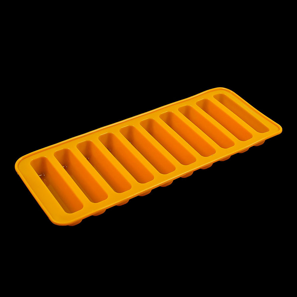 FlexFreeze Silicone Ice Cube Mold Long Ice Cube Tray For Chocolate, Cookies & DIY Treat orange