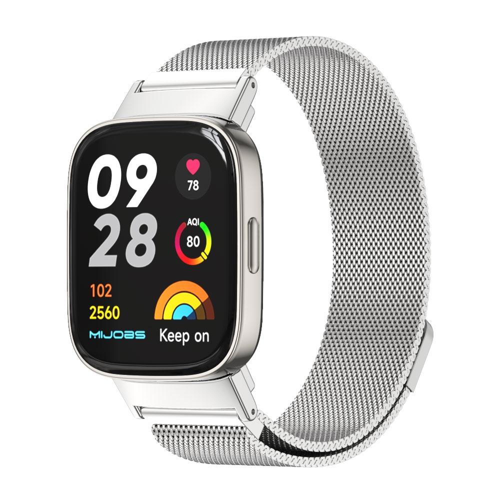 Mijobs Milan Magnetic Stainless Steel Watch Band For Redmi Watch 3 Adjustable Mesh Replacement Strap silver