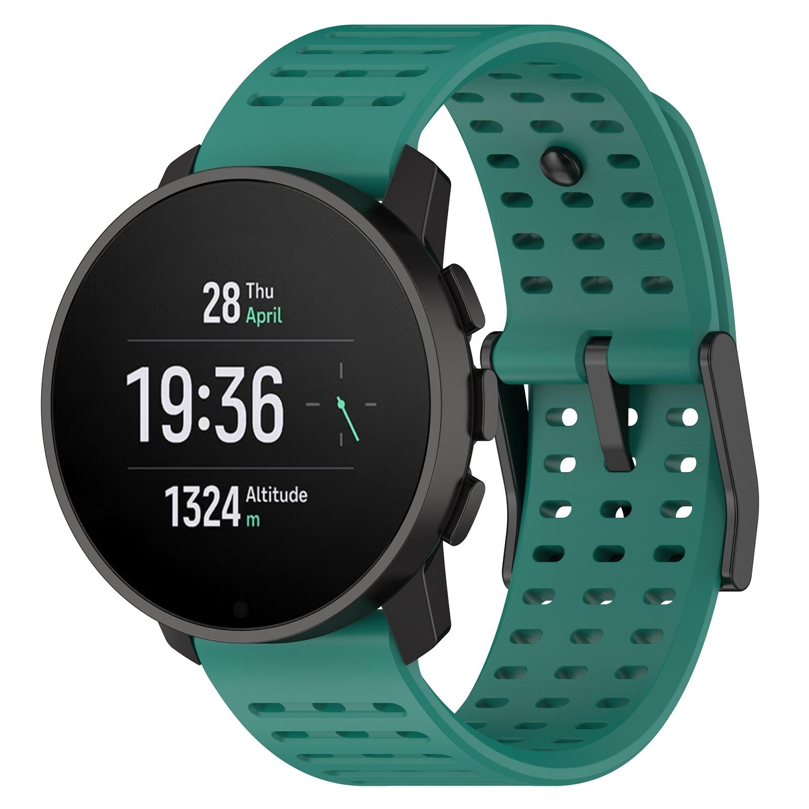 Suunto 9 Peak Pro Vertical Race Silicone Watch Band 22mm Soft Replacement Watch Strap pine Green