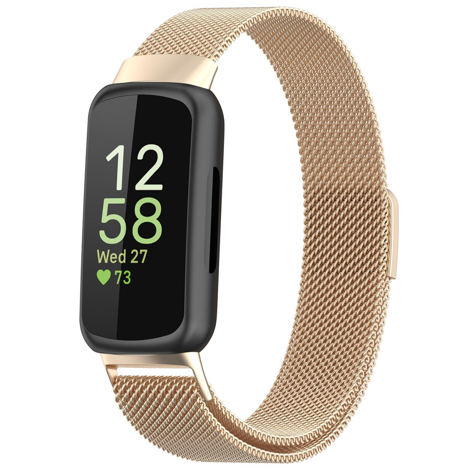 Fitbit Inspire 3 Milanese Watch Band Magnetic Metal Watch Strap champagne Color