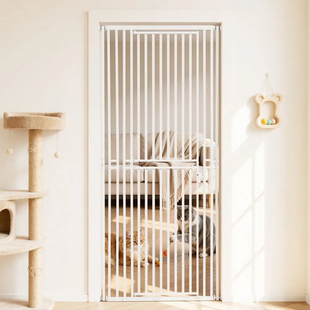 78.7 Inch Extra Tall Cat Gate Adjustable Pet Gate For Doorways White 78.7 Inch Extra Tall Cat Gate Adjustable Pet Gate For Doorways White