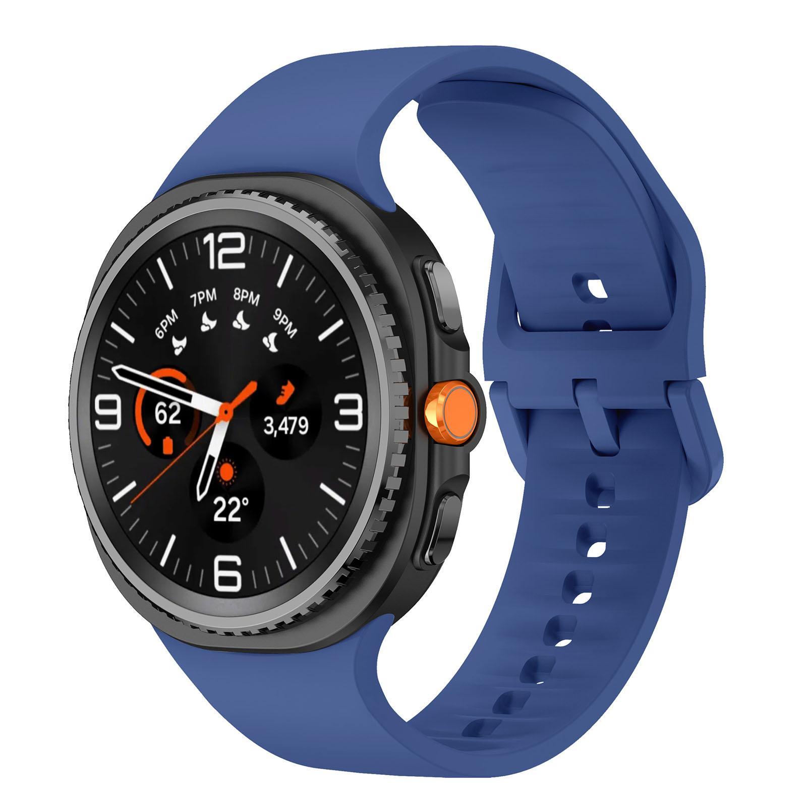 Samsung Galaxy Watch8 Band Soft Silicone Watch Band Adjustable Replacement Strap For Watch8 Classic dark Blue