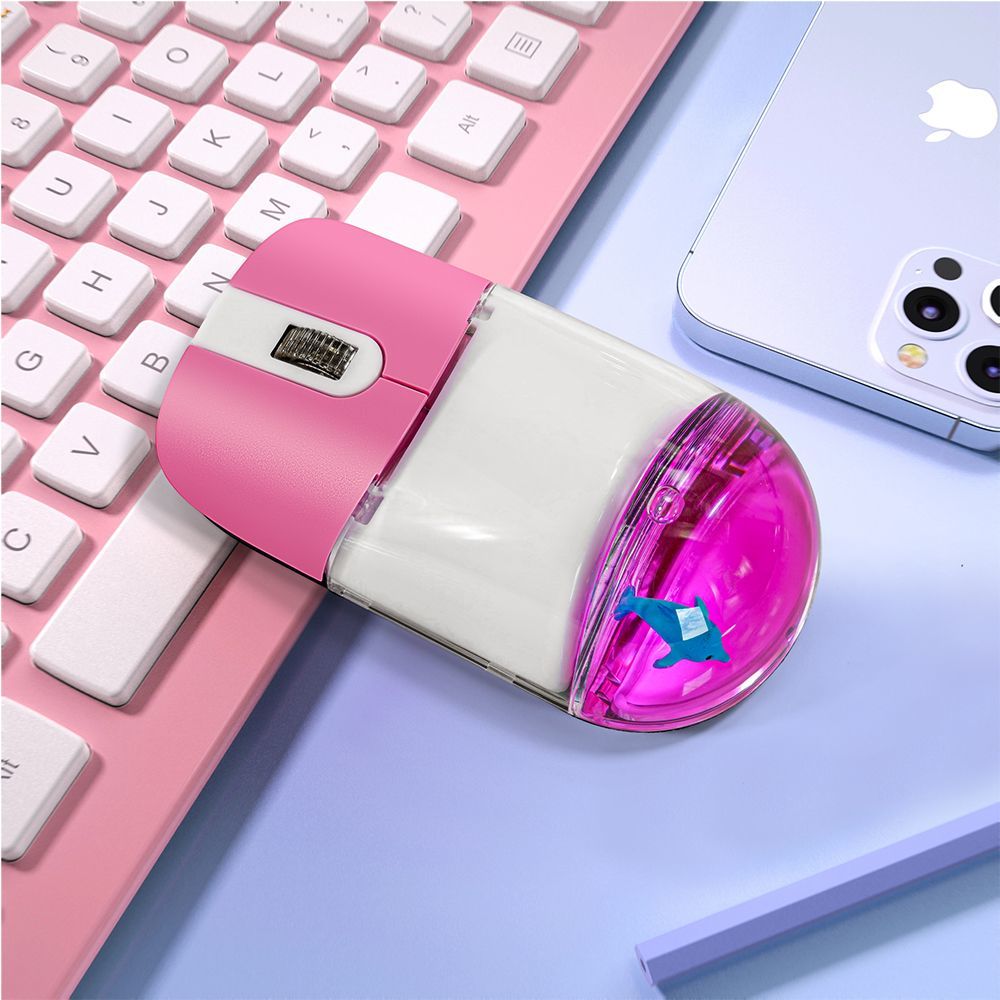 Cute Floating Animal Wireless Mouse With Bluetooth Silent Click For Laptop PC & Tablet pink
