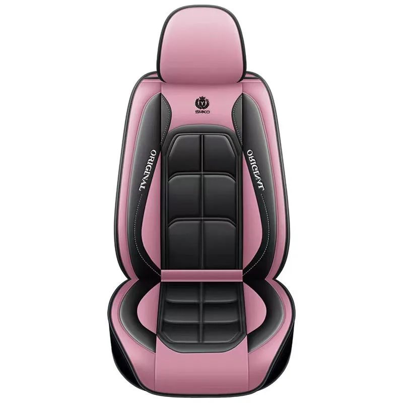 Universal Full Leather Car Seat Cover Cushion pink 1pc