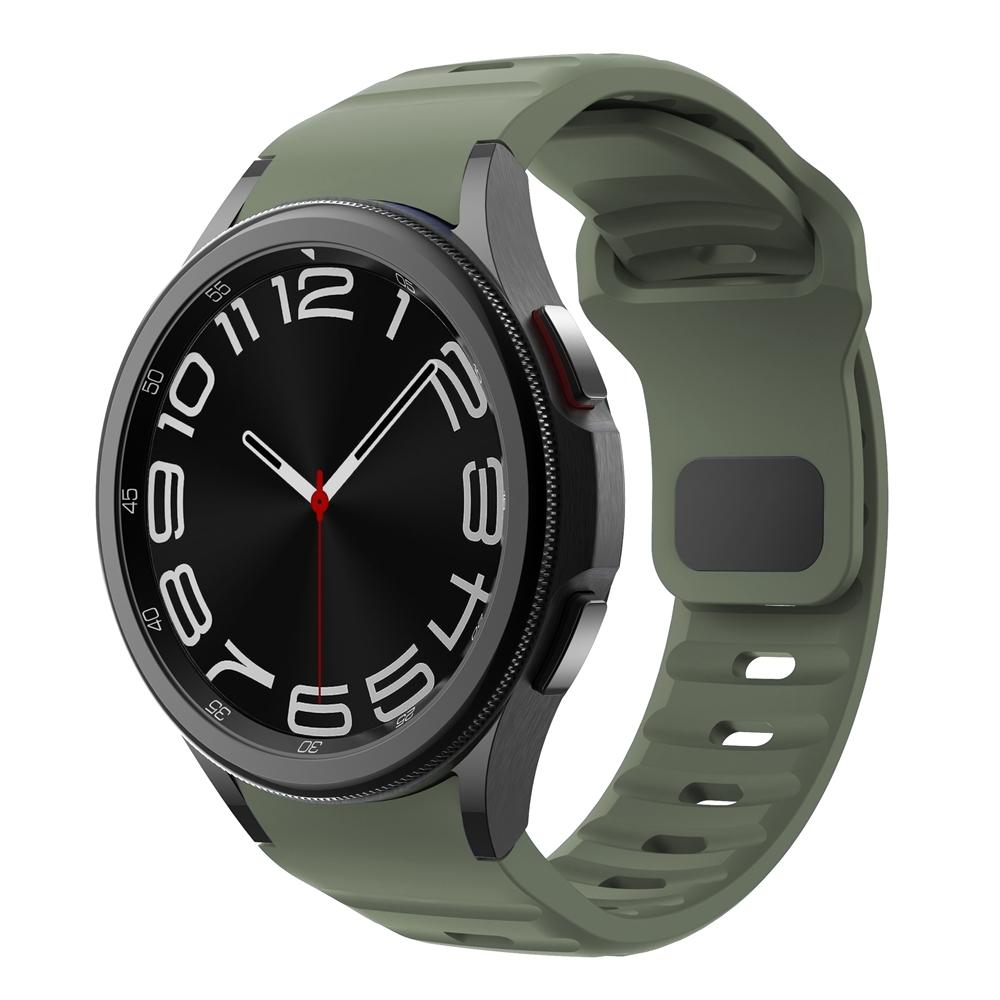 Samsung Galaxy Watch 7 6 5 4 Silicone Watch Band Wave Texture Reverse Buckle Sport Strap army Green
