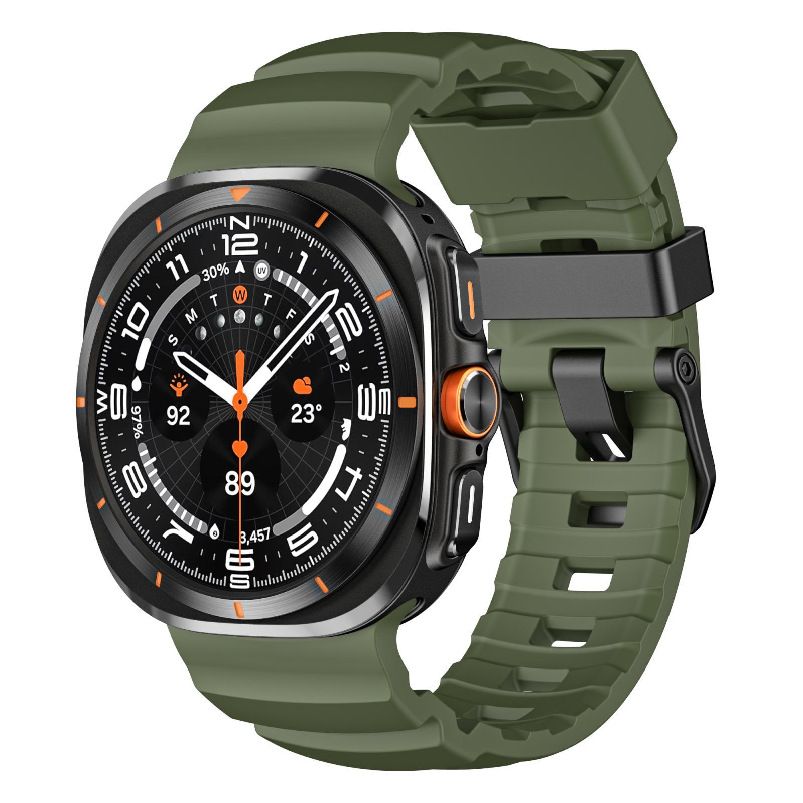 Samsung Galaxy Watch Ultra 47mm Silicone Watch Band Rugged Sports Watch Strap For Outdoor Adventures green