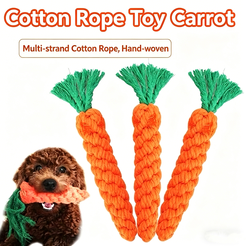 Carrot Dog Chew Toy For Small Dogs Durable Cotton Rope Dog Toy For Teeth Cleaning & Play Carrot Dog Chew Toy For Small Dogs Durable Cotton Rope Dog Toy For Teeth Cleaning & Play