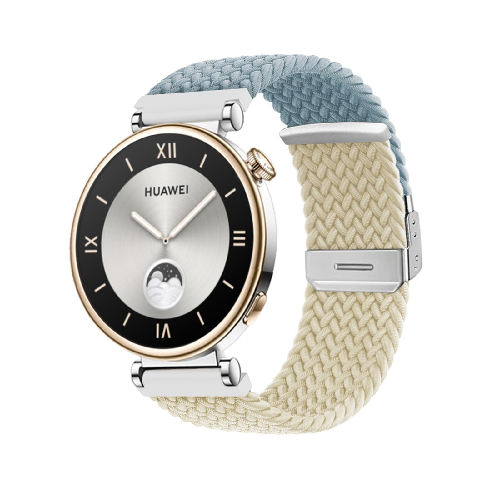 Huawei Watch GT4 41mm Braided Nylon Watch Band Adjustable Replacement Strap With Integrated Buckle rock Blue+starlight