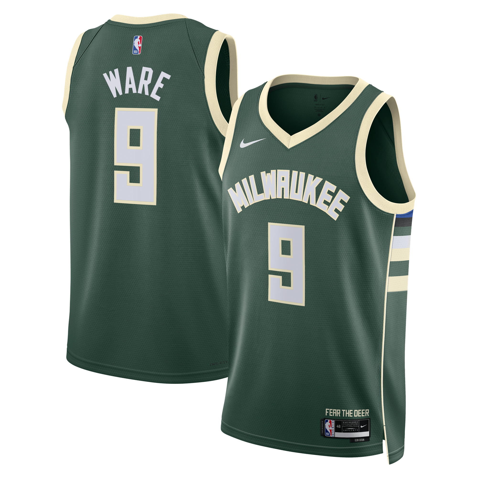 Maillot Swingman Nike Icon Edition des Milwaukee Bucks - Blanc - Kel'el Ware - Unisexe - Homme Taille: XL