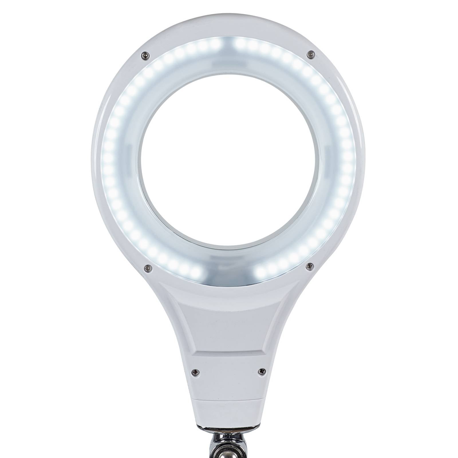 Maul Lampada da lavoro a LED MAULmakro, bianca, 46 cm, con base MAULmakro, Bianco / Opale, Studio / Ufficio, Plastica, Moderno, Lampade con lente d