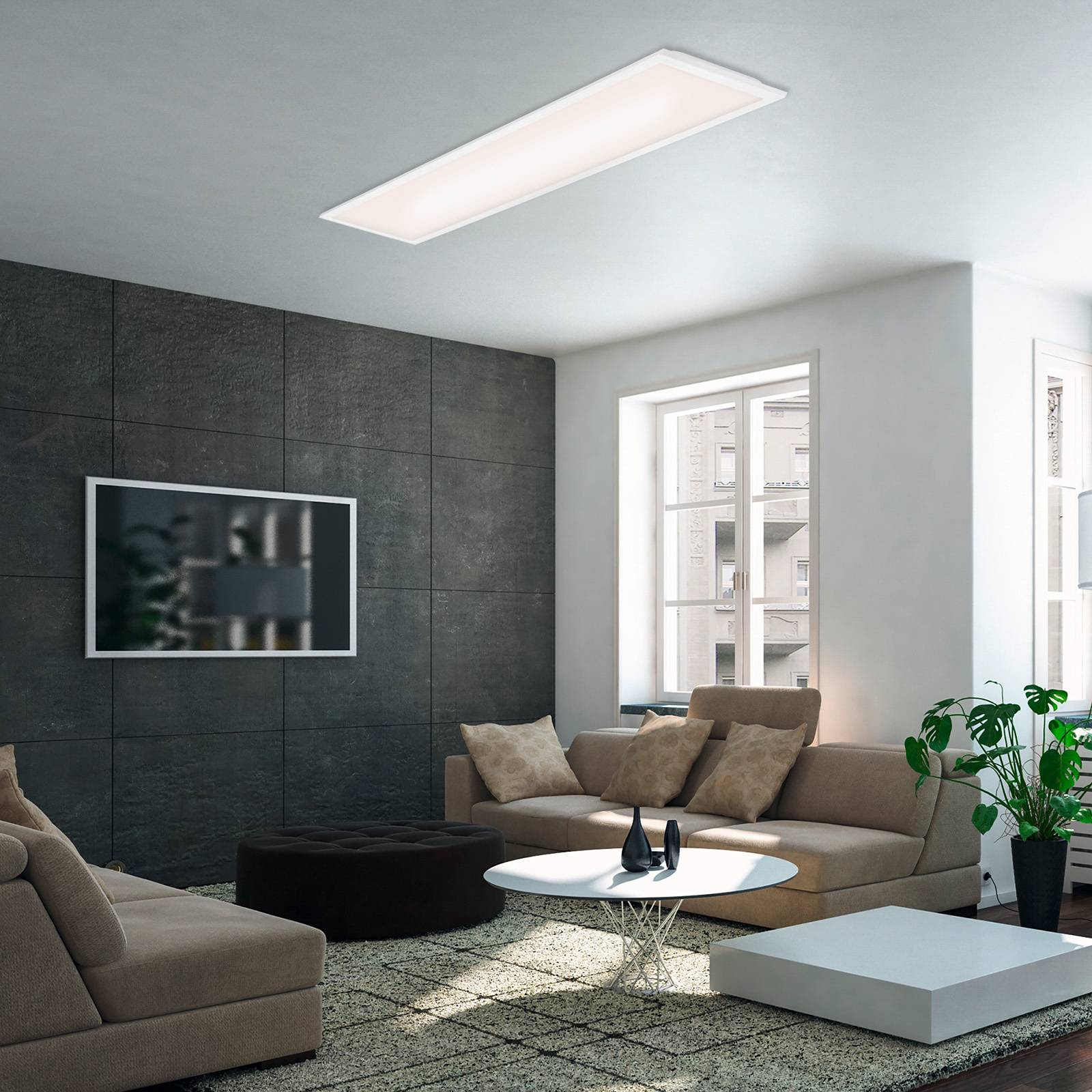 Briloner Pannello LED Simple, bianco, ultrapiatto, 100x25cm Simple, Bianco / Opale, Studio / Ufficio, Metallo, Moderno, Pannello LED