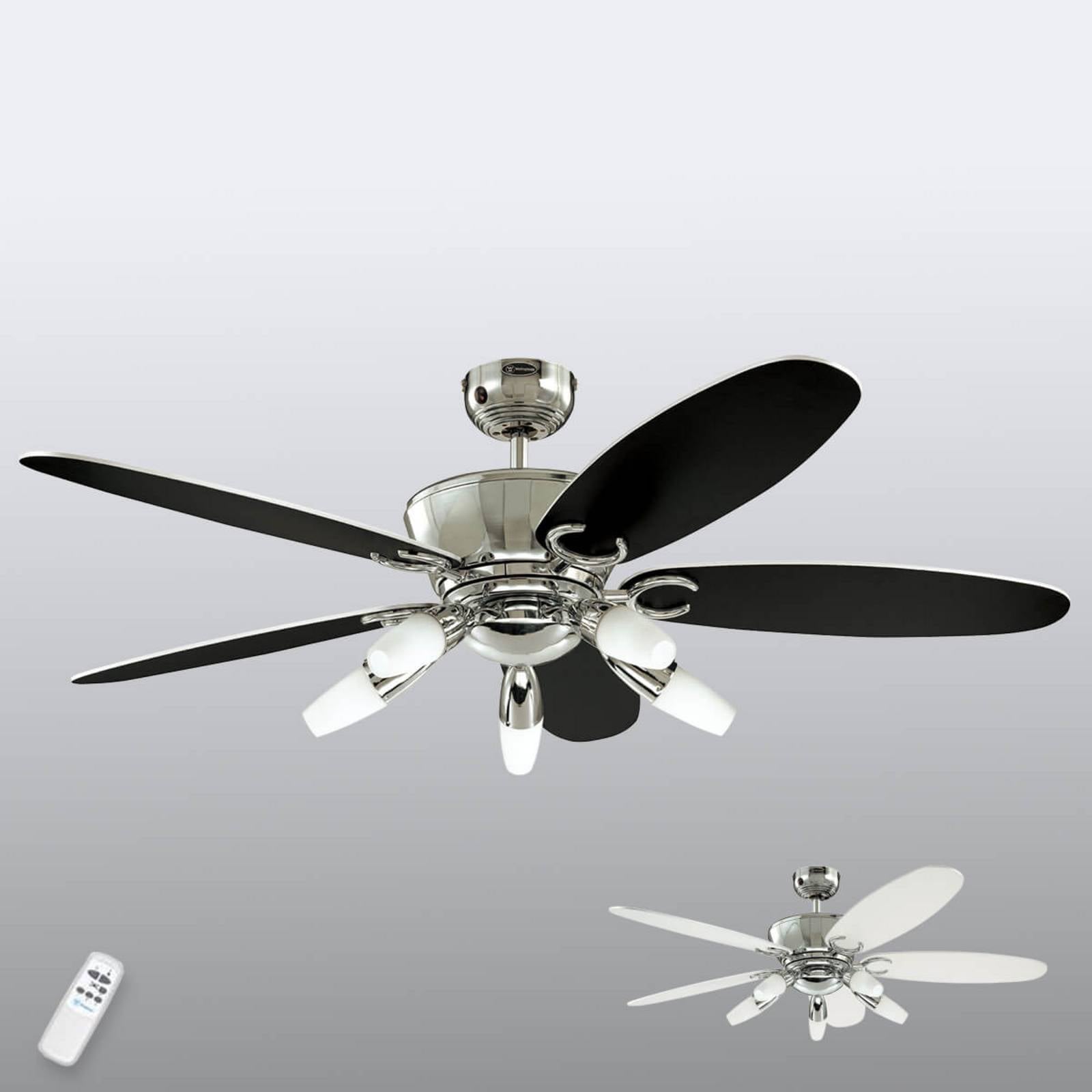 Westinghouse Ventilatore da soffitto con luce Arius, telecomando Arius, Nero, Soggiorno / Sala da pranzo, Metallo, Moderno