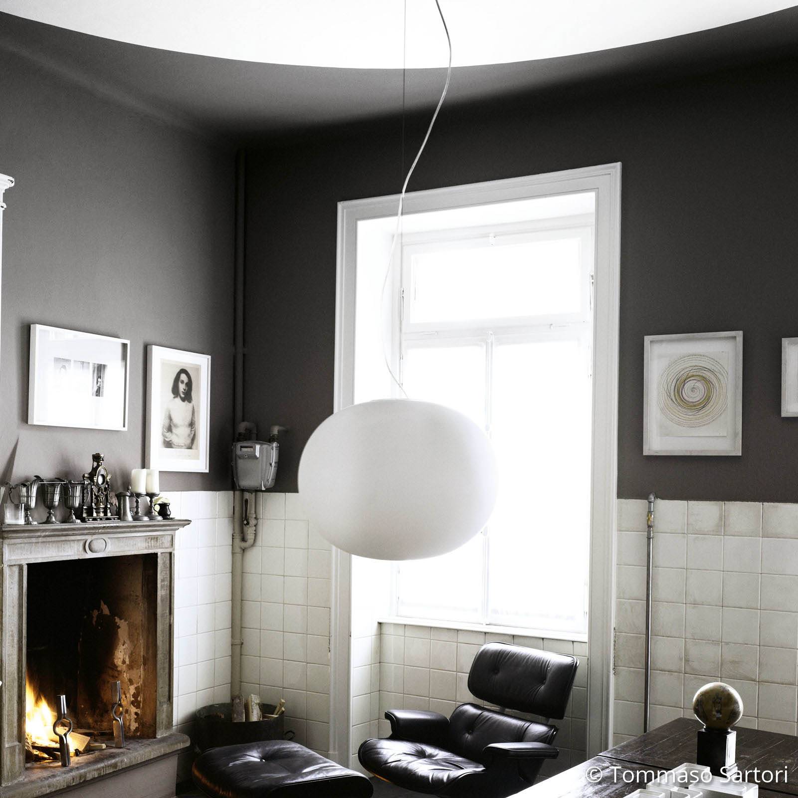 FLOS Lampada a sospensione GLO-BALL, dimmerabile, Bianco / Opale, Soggiorno / Sala da pranzo, Vetro, Design, Lampada a sospensione