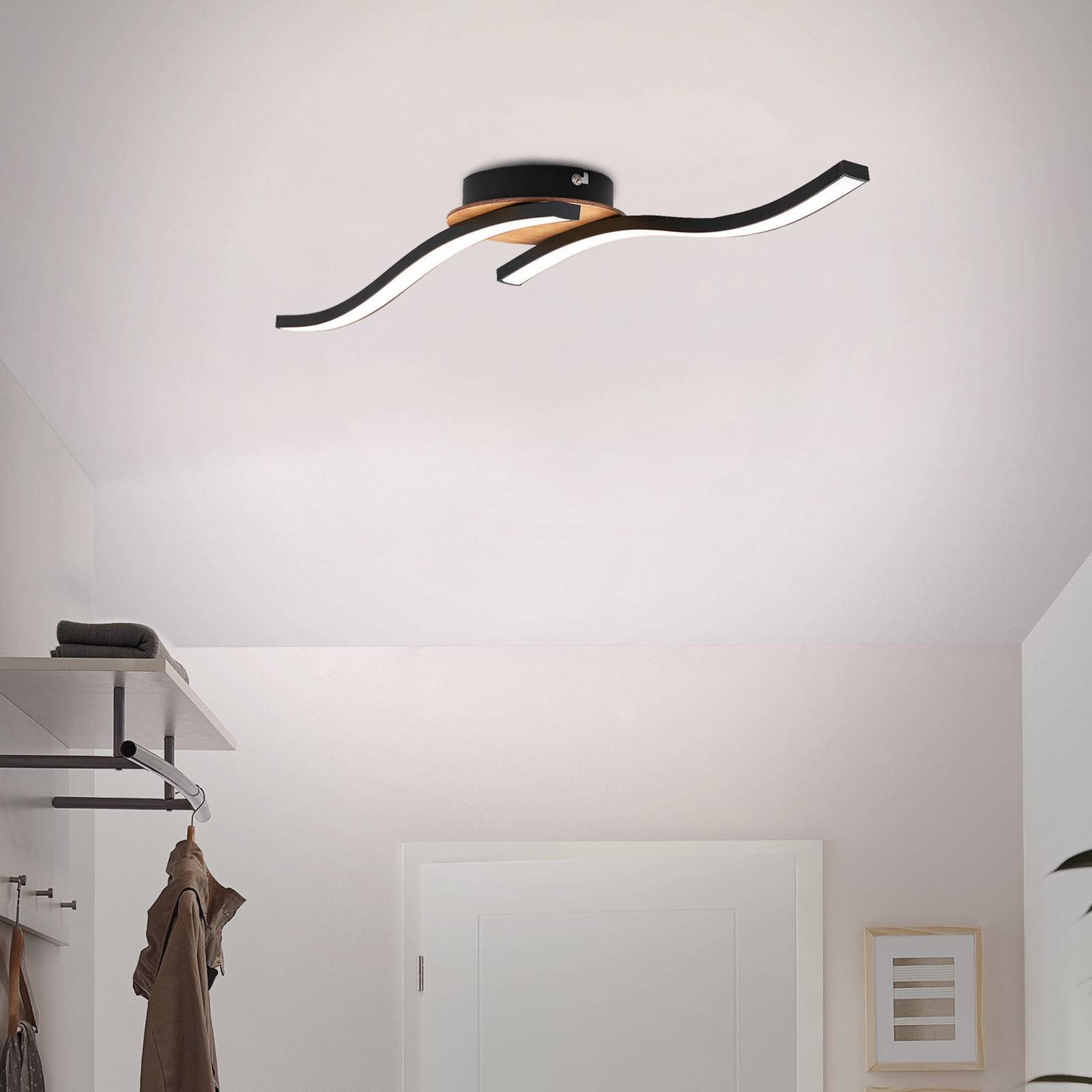 Briloner Plafoniera a LED Go, Nero, Soggiorno / Sala da pranzo, Metallo, Moderno, Plafoniera LED