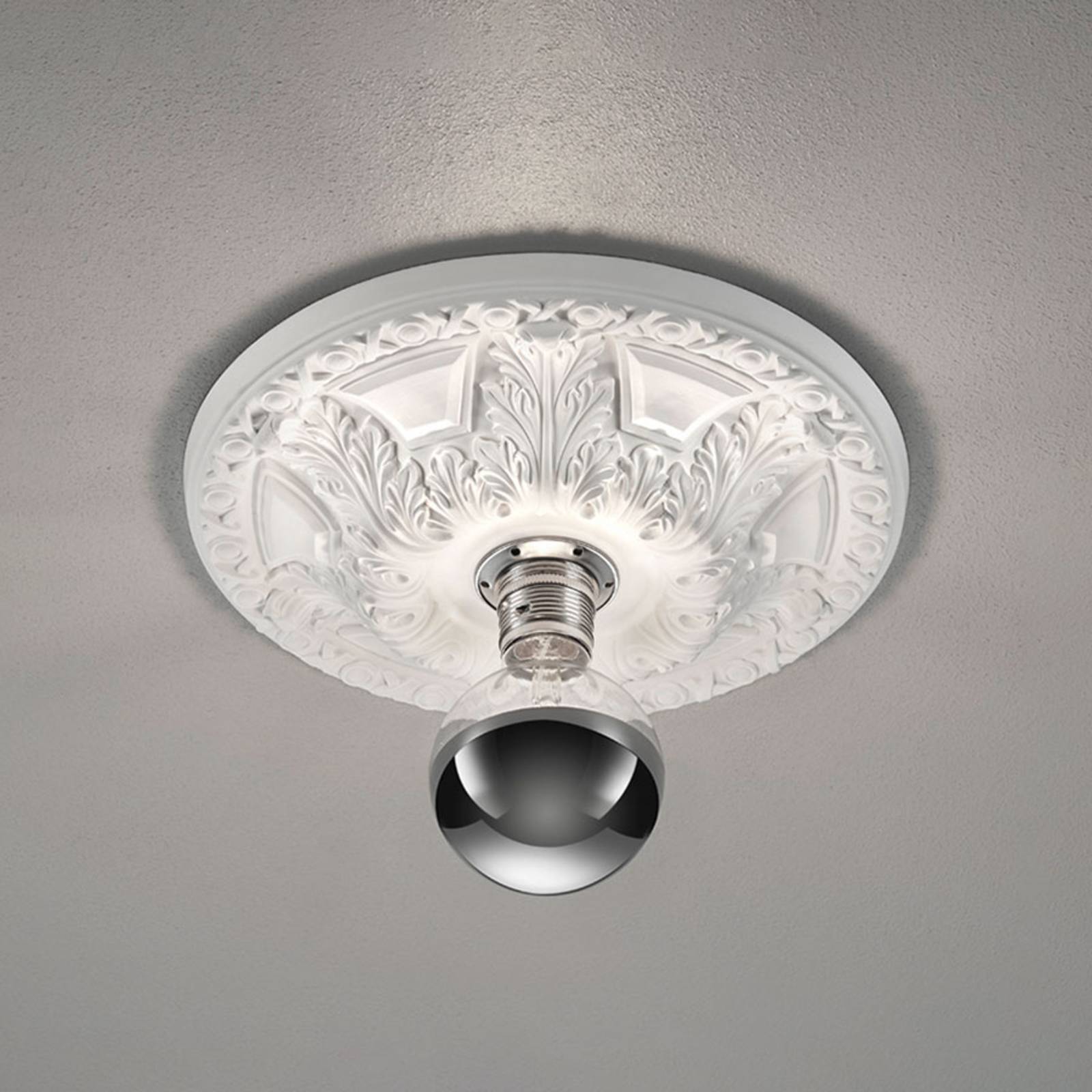Trio Lighting Plafoniera soffitto Lilly, Bianco / Opale, Soggiorno / Sala da pranzo, Gesso / Argilla, Moderno, Plafoniera