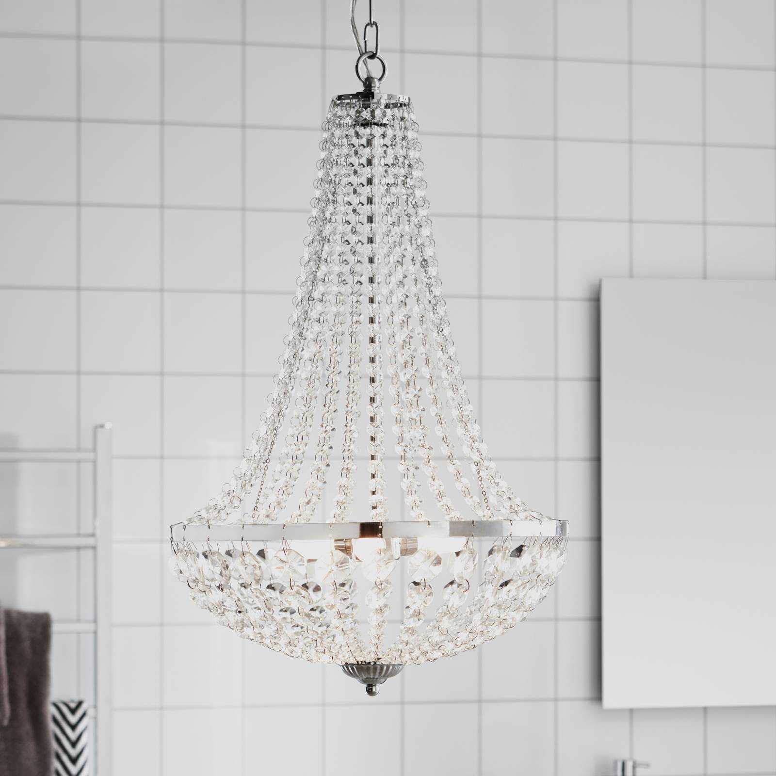 Markslöjd Lampadario di cristallo Gränsö, dimmerabile, Chiaro / Trasparente, Bagno, Cristallo, Lampadario di cristallo