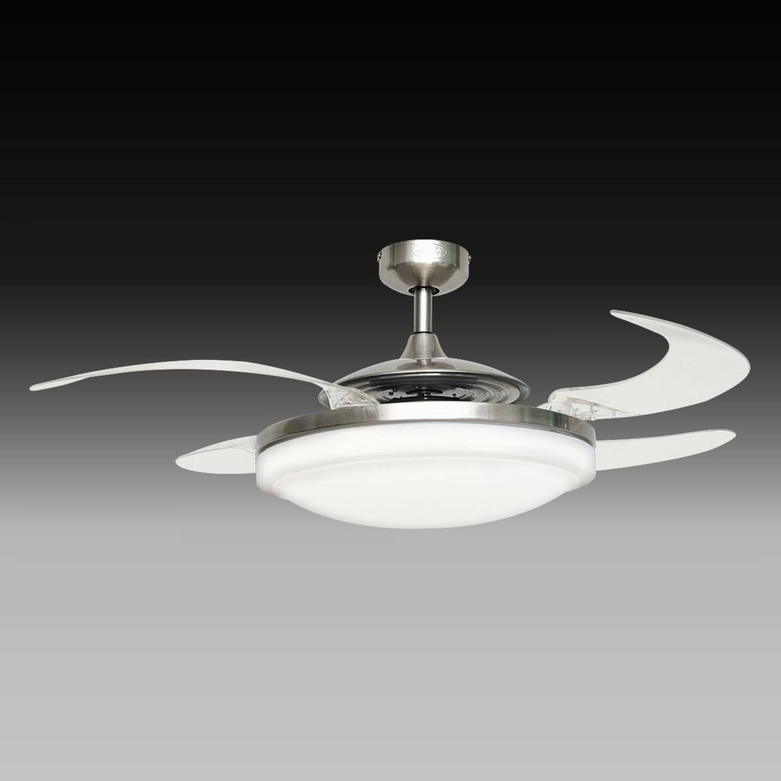 Beacon Lighting Ventilatore con luce Fanaway Evo 2, cromo opaco, silenzioso FANAWAY, Chiaro / Trasparente, Soggiorno / Sala da pranzo, Plastica, Design