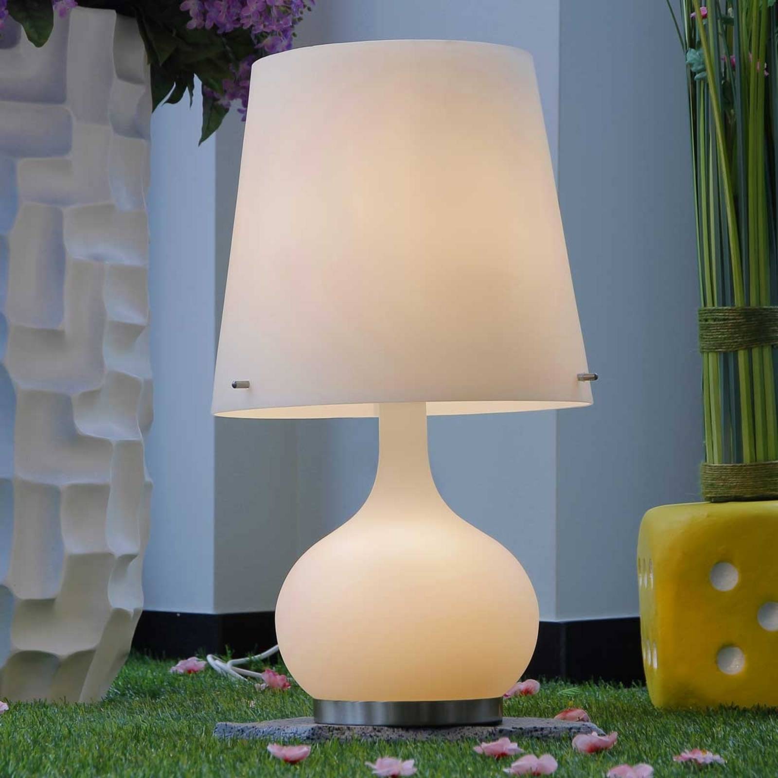 Fabas Luce Lampada da tavolo ADE, Bianco / Opale, Soggiorno / Sala da pranzo, Vetro, Moderno, Lampada da tavolo