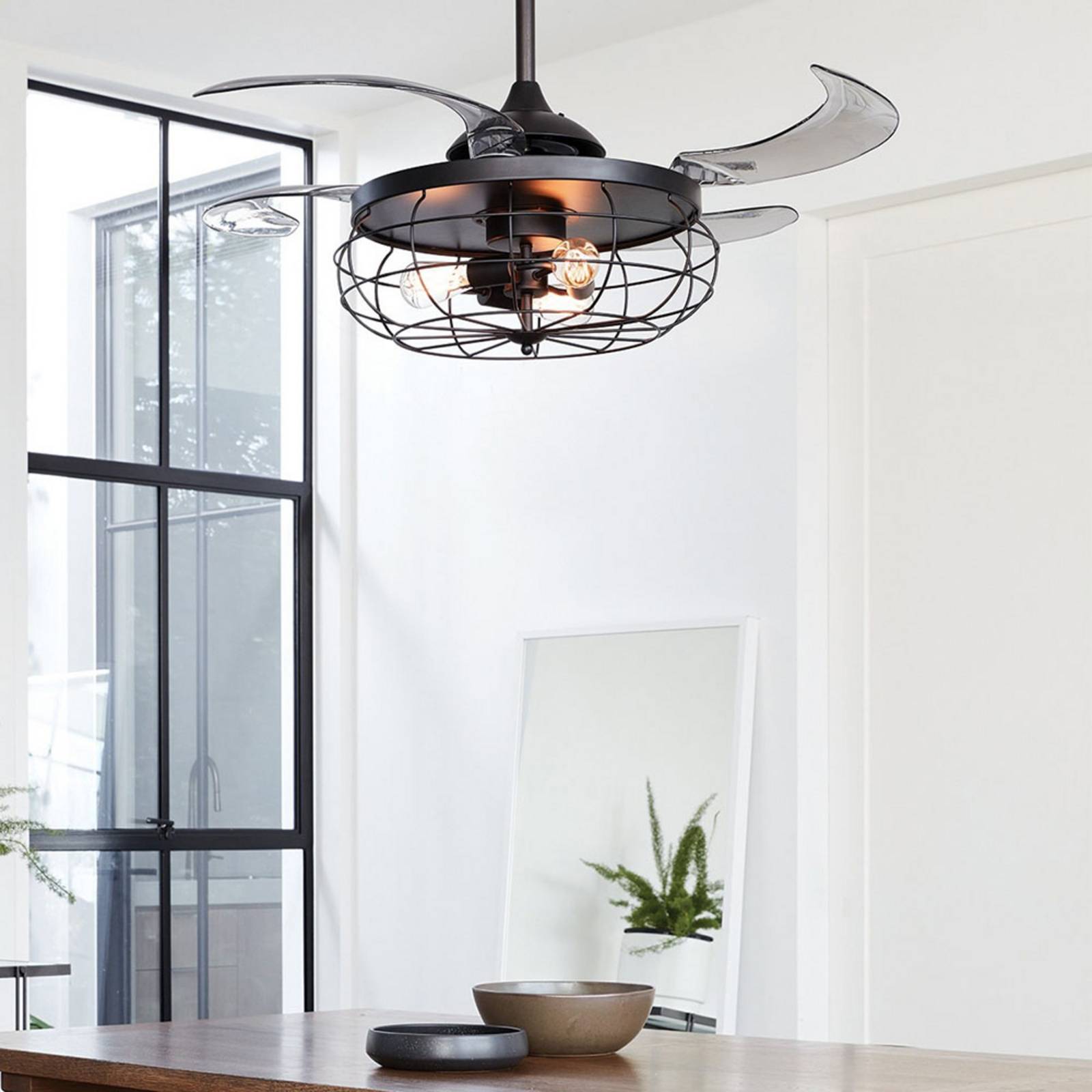 Beacon Lighting Ventilatore da soffitto Fanaway Industri nero silenzioso, Alluminio / Grigio / Zincato, Soggiorno / Sala da pranzo, Plastica, Industriale