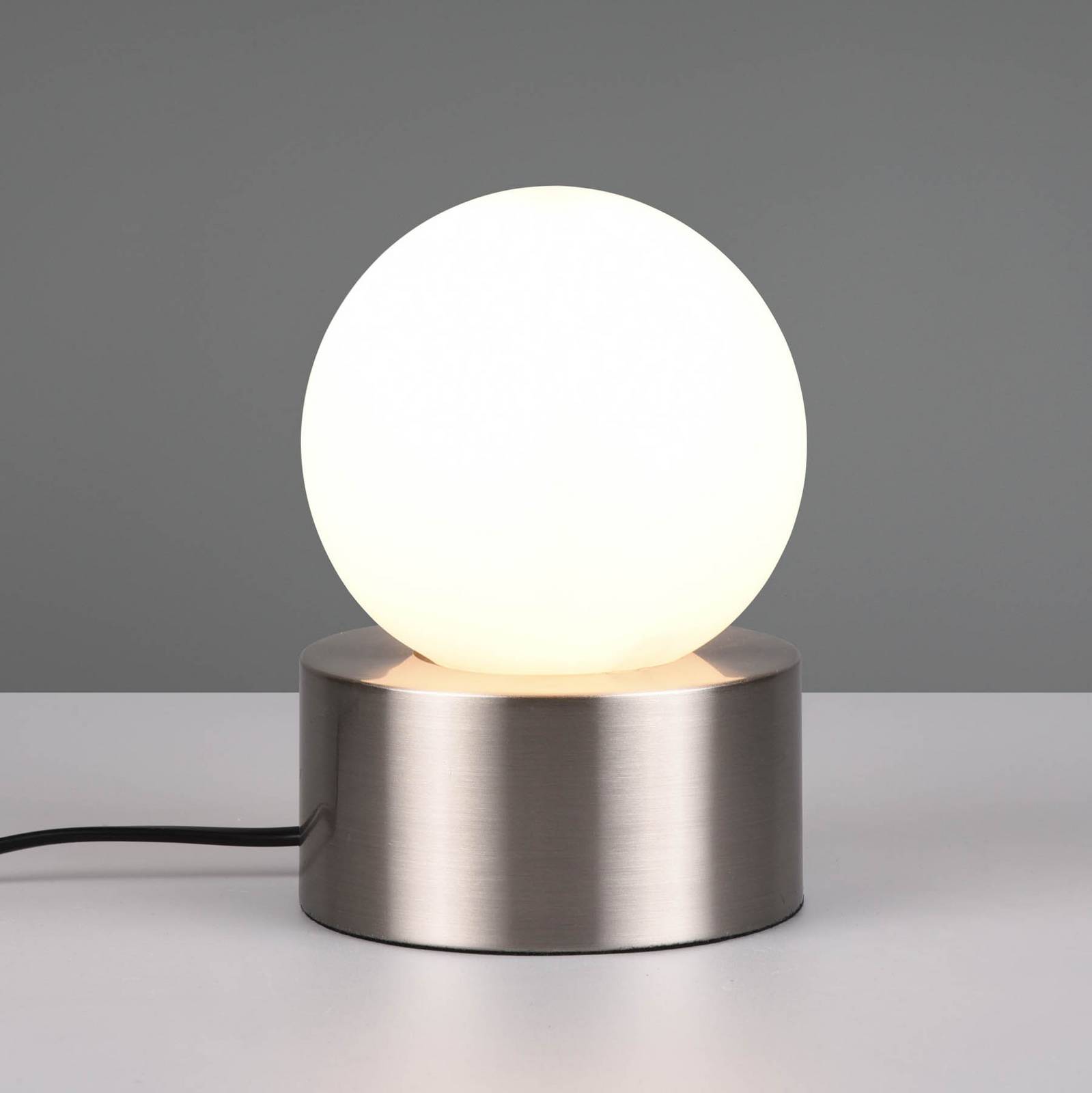 Reality Leuchten Lampada da tavolo Countess, vetro opale, nichel Countess, Alluminio / Grigio / Zincato, Soggiorno / Sala da pranzo, Metallo, Moderno
