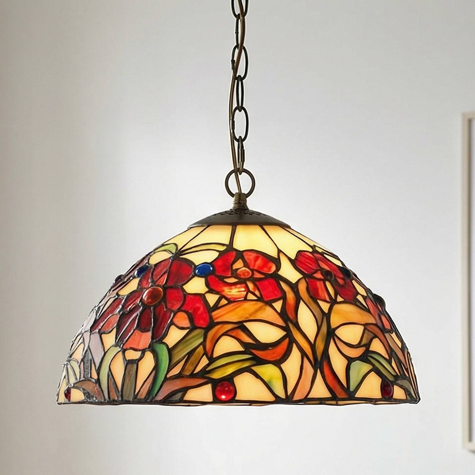 Artistar Lampada a sospensione Tiffany ELINE, dimmerabile, Marrone / Ruggine, Soggiorno / Sala da pranzo, Metallo, Tiffany, Lampada a sospensione