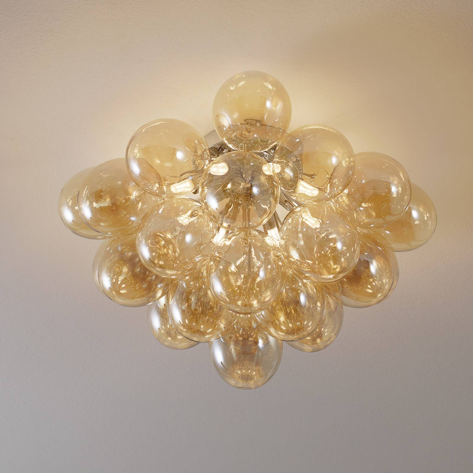Maytoni Plafoniera soffitto Balbo, dimmerabile, Crema / Ambra, Soggiorno / Sala da pranzo, Vetro, Moderno, Plafoniera