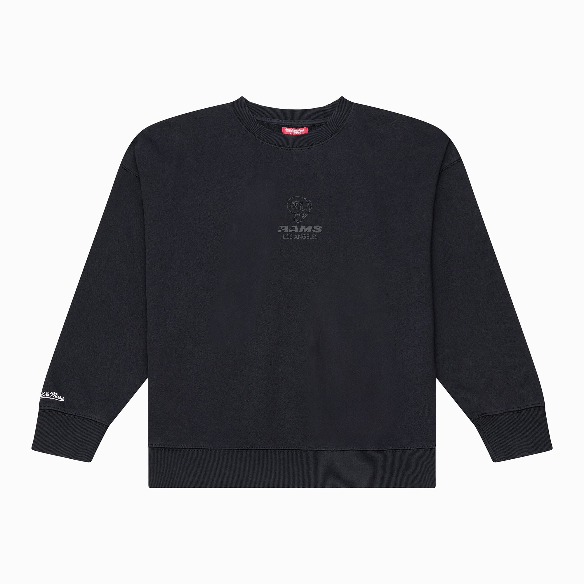Schwarzes Mitchell & Ness Los Angeles Rams Core Essentials Micro Logo Fleece-Sweatshirt für Damen