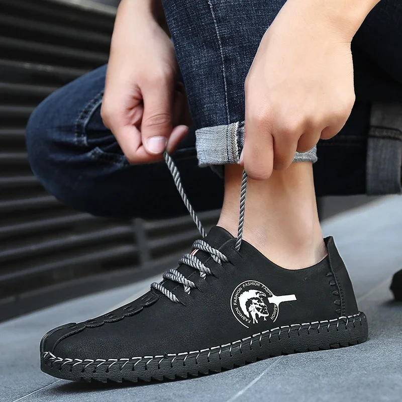 Herren-Freizeitschuhe, modische Fahrschuhe für Herren, handgenähte, hochwertige Slipper, Mokassins aus PU-Leder, Herrenschuhe, Größe 39–46