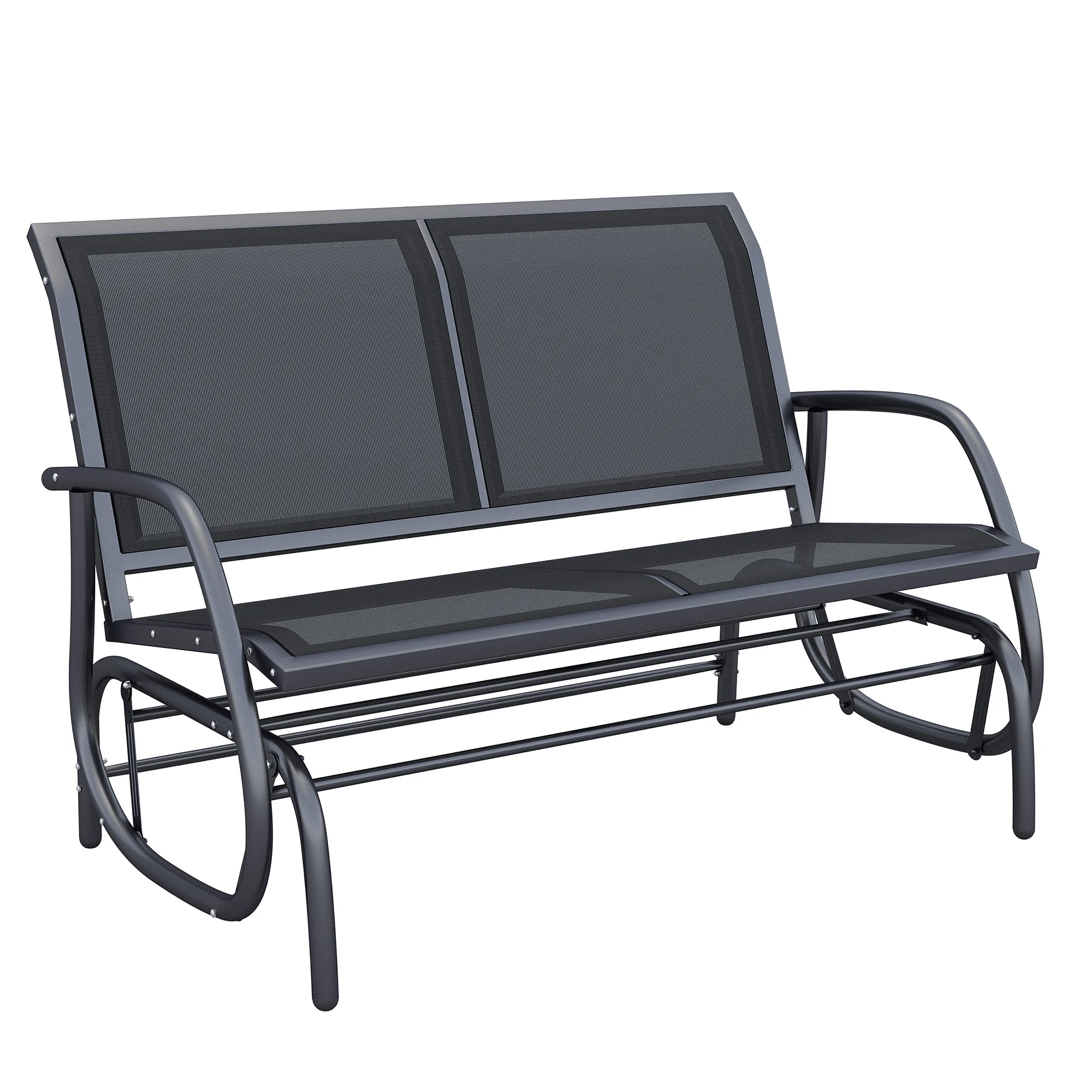 Chaise à bascule Banc de jardin 2 places Siège de balançoire de jardin Banc de parc Meubles de jardin en métal Noir 120 x 70 x 88 cm sur place