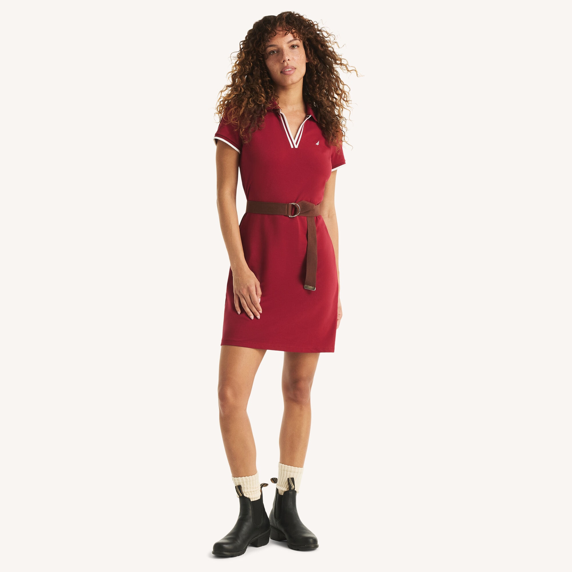 Nautica Women's Deck Polo Dress 613 (Sailor Red), L