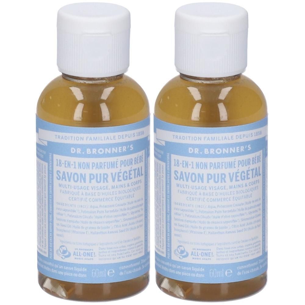 Dr. Bronner’s Sapone Liquido 18-In-1 Baby Unscented 60 ml 2x60