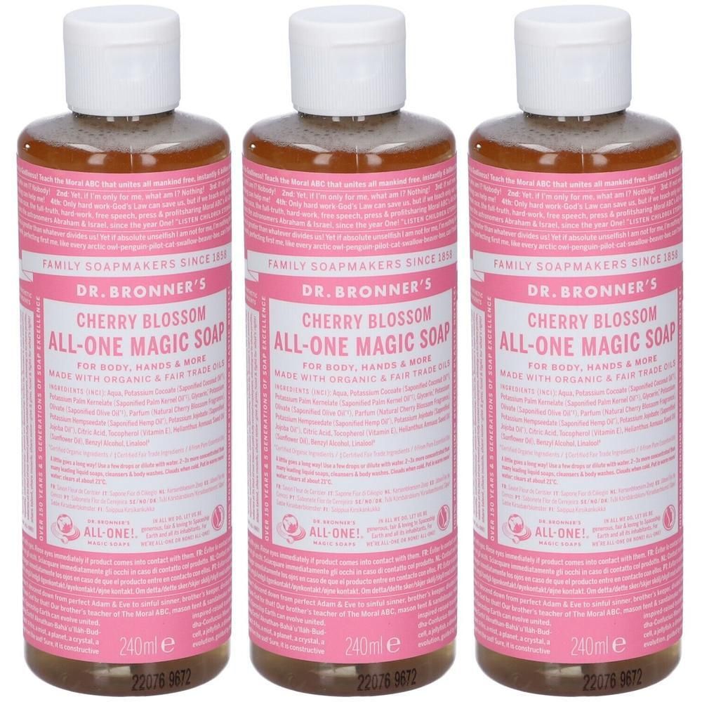 Dr. Bronner’s Sapone Liquido 18-in-1 Cherry Blossom 240 ml 3x240