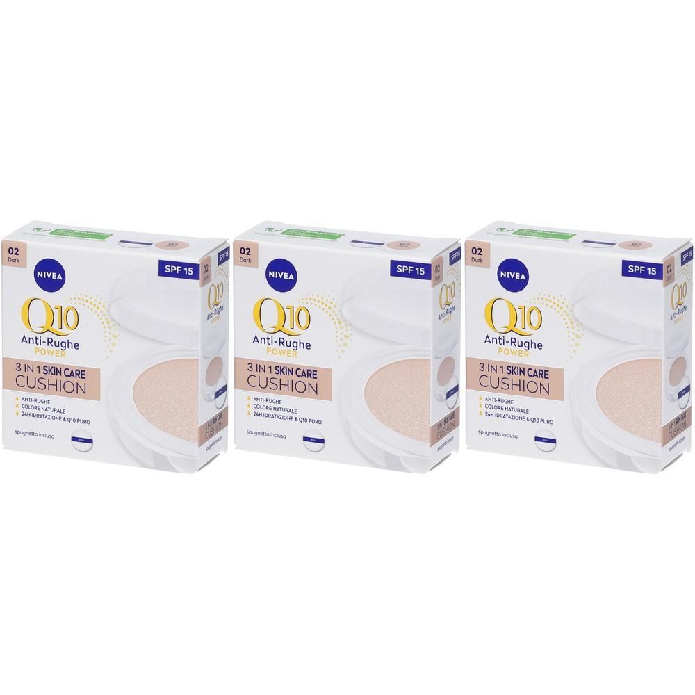 Nivea Q10 Plus Anti-Rughe 3 In 1 Skin Care Cushion Dark 3x15 ml