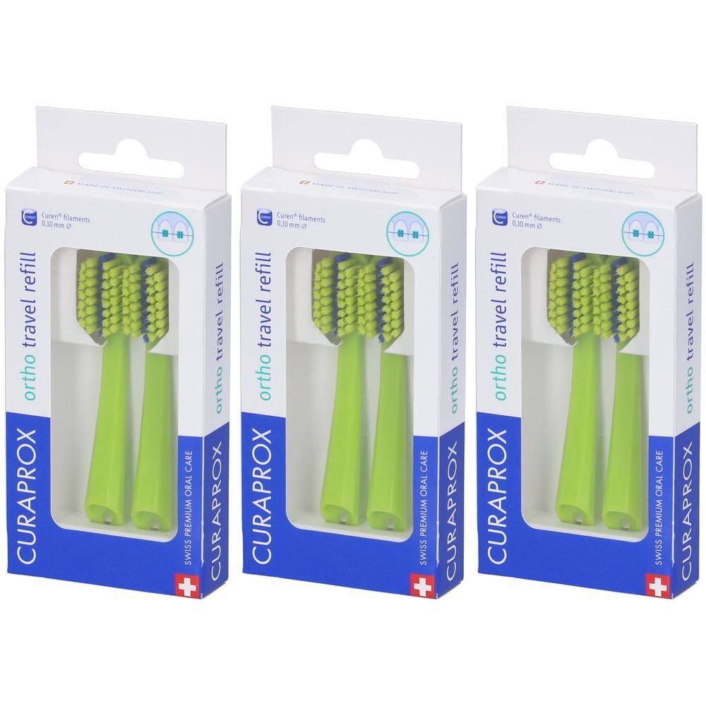 Curaprox Testine Di Ricambio Per Spazzolino Da Viaggio Ortho Green 2 P