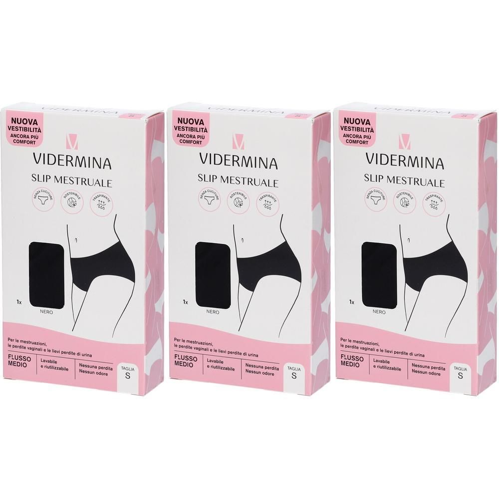 Vidermina Slip Mestruale Alto Colore Nero Taglia S 3x1 St