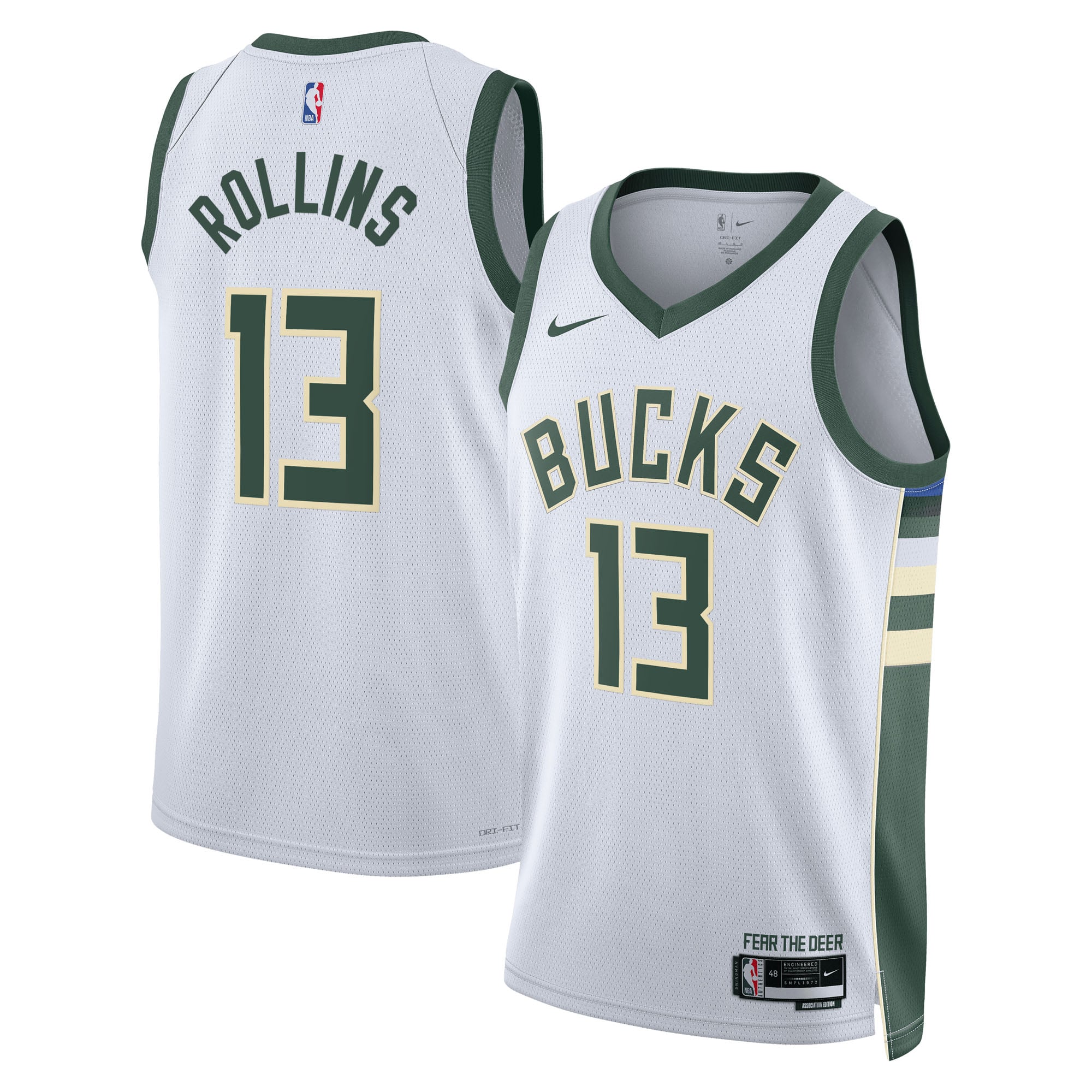 Maillot Swingman Nike Association Edition des Milwaukee Bucks - Blanc - Ryan Rollins - Unisexe - Homme Taille: XL
