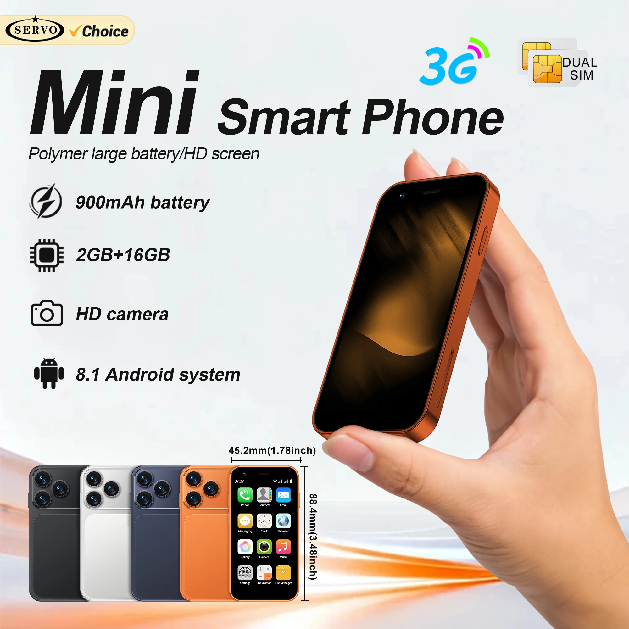 SERVO 18SE mini Smartphone 2026 3.0-inch Display Android 8.1 2GB+16GB 3G Network Dual Card Standby WiFi Small Smart Phones