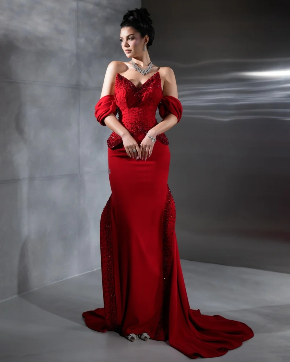Customized High Quality Jersey Sequined Straight Strapless Long Prom Dresses Luxury 2025 Sizes Available