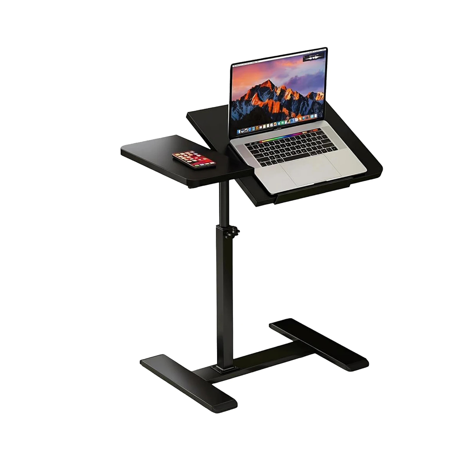 Bettseitiger Nachttisch mit Rollen, Verstellbarer Krankenhaus- und Heimgebrauch-Betttisch, Rollender Laptoptisch, Mobiler Stehschreibtisch für Schlafzimmer und Zuhause