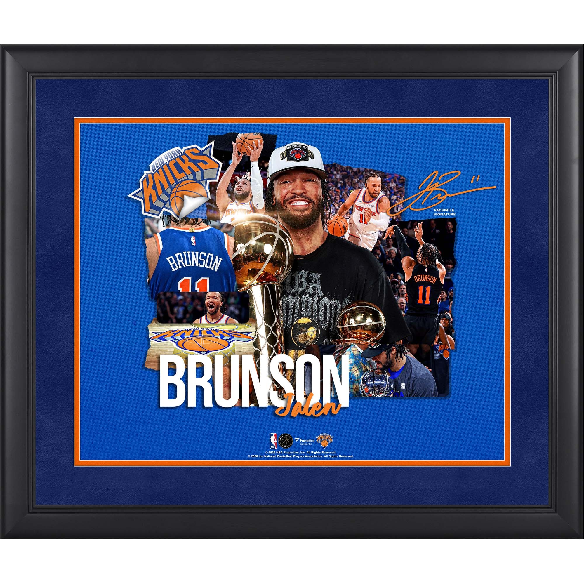 Faksimile-Unterschrift von Jalen Brunson (New York Knicks), gerahmt, 40 x 50 cm, Scrapbook-Collage