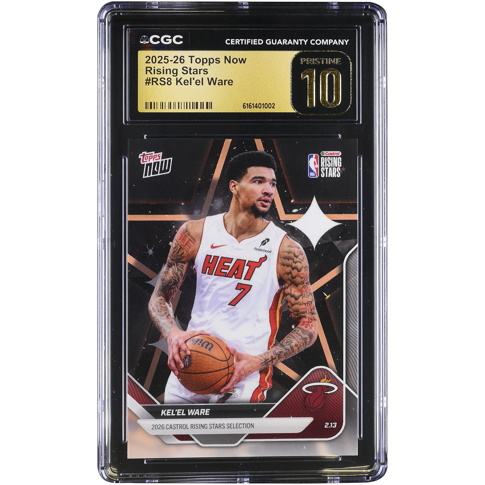 Carte Kel'el Ware Miami Heat 2025-26 Topps Now Rising Stars #RS8 authentifiée CGC PRISTINE 10