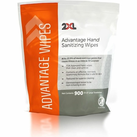 2XL TXLL36 Sanitizing Wipes, Non-alcohol, 6"x8", White, PK4