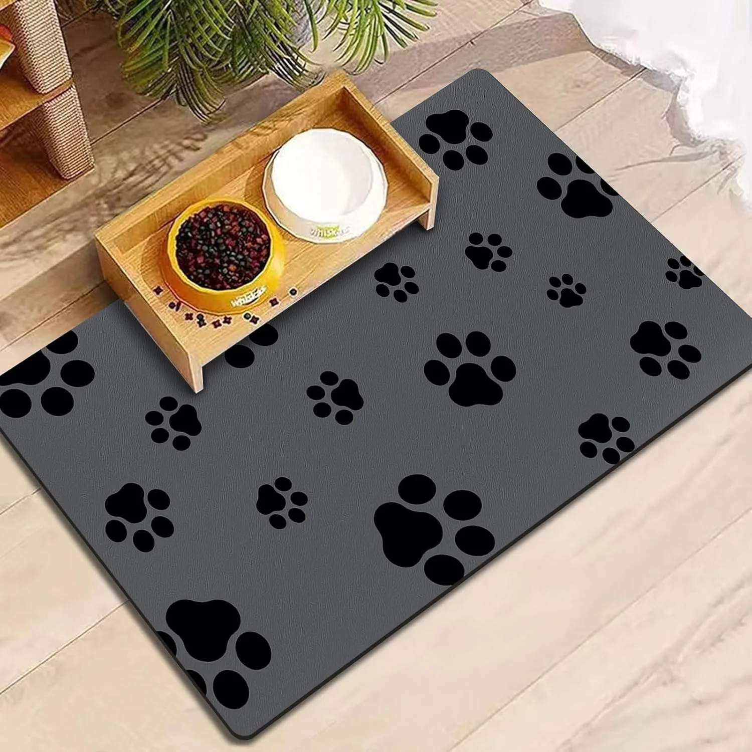 Tapis de nourriture pour chien-tapis absorbant pour chien pour la nourriture et l'eau, sans taches, tapis de bol de nourriture pour chien et chat à séchage rapide, tapis d'alimentation antidérapant