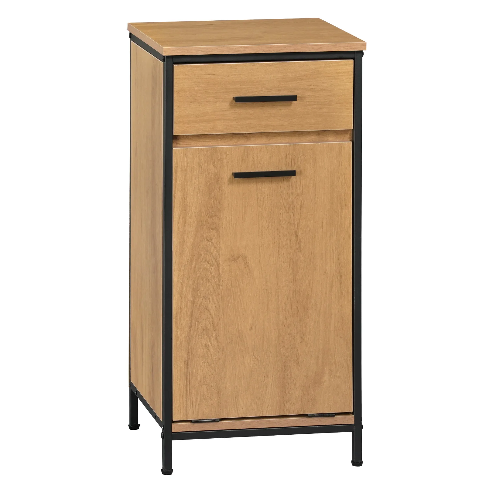 EUGAD Badezimmerschrank 38x80x34cm Schmaler Toiletten-Beistellschrank mit 2 Schubladen Faltbarer Wäschesack Wäscheschrank Badezimmer-Organizer