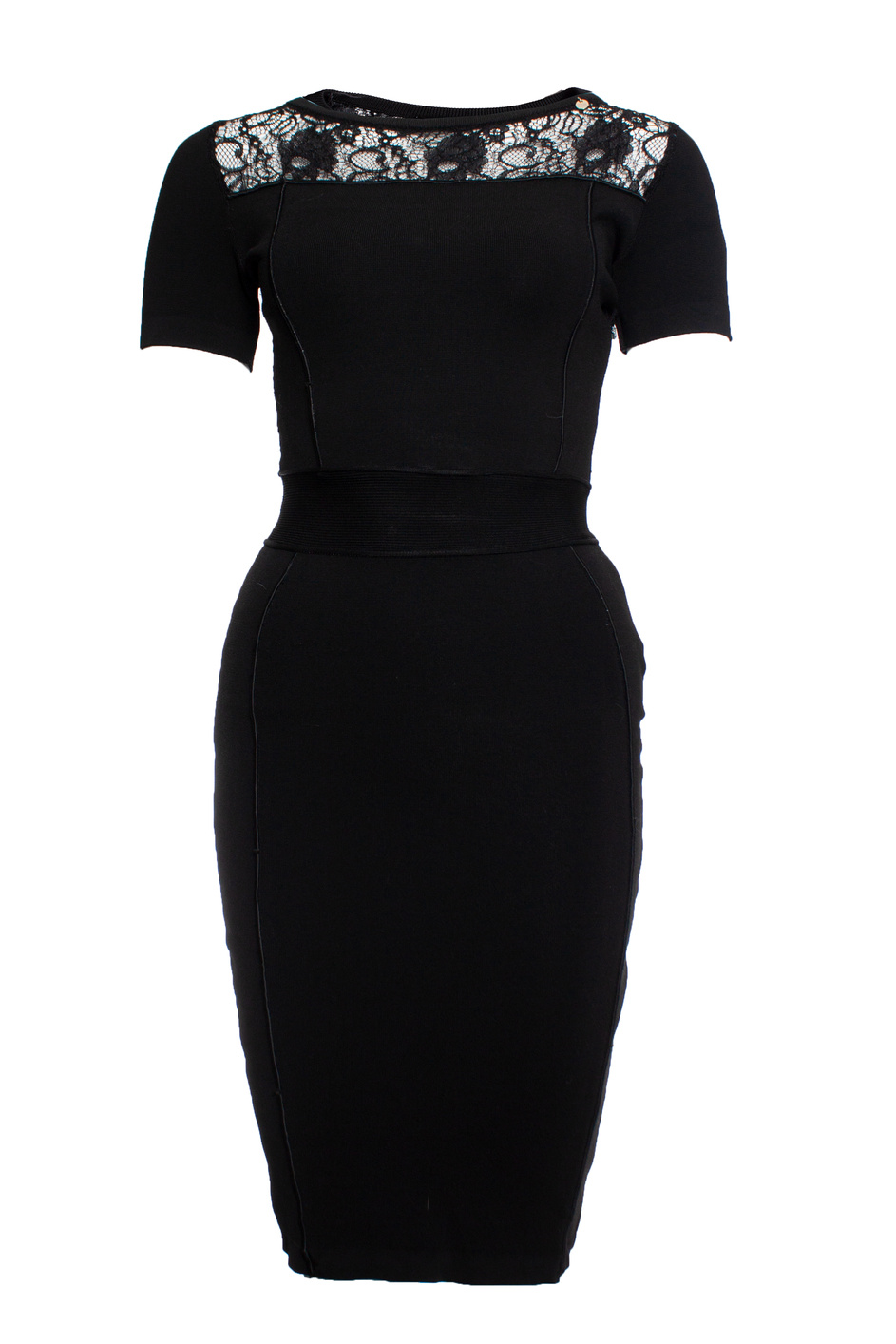 Elisabetta Franchi Schwarzes Kleid mit Spitze