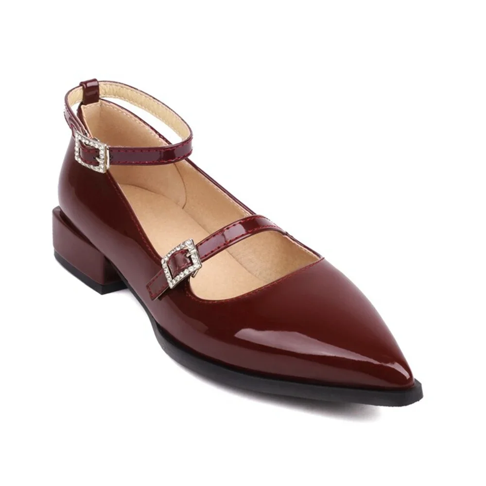 BLXQPYT Zapatos De Mujer Frauen Schuhe Patent Leder Spitz Pumpen Mary Jane Schuhe Schwarz Heels Große Größe 44 45 46 47 7782
