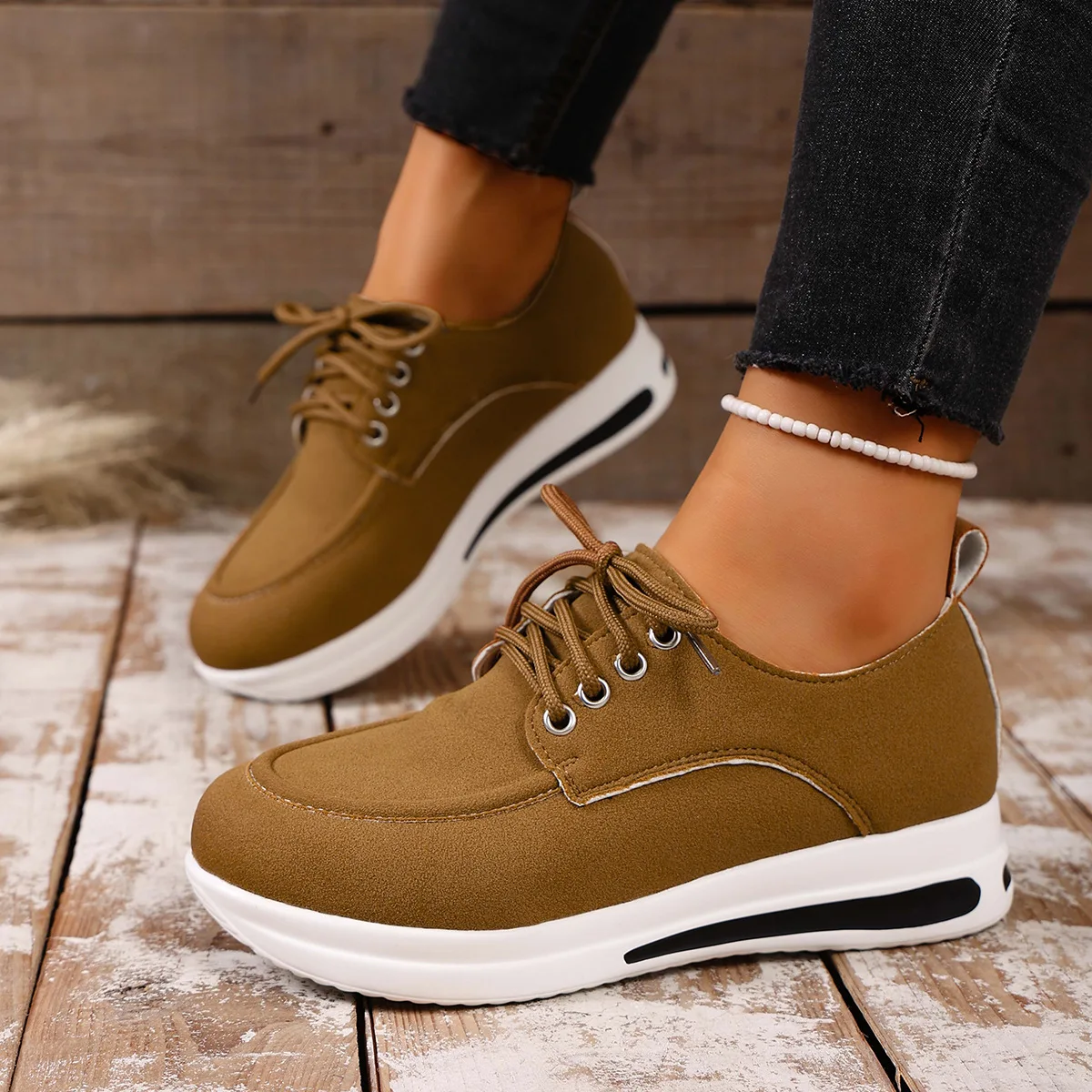 Plus Größe Schuhe für Frauen 36-43 Herbst Fashion Lace Up Plattform Keile Komfortable Nicht-slip Wohnungen Turnschuhe Casual frauen Schuhe
