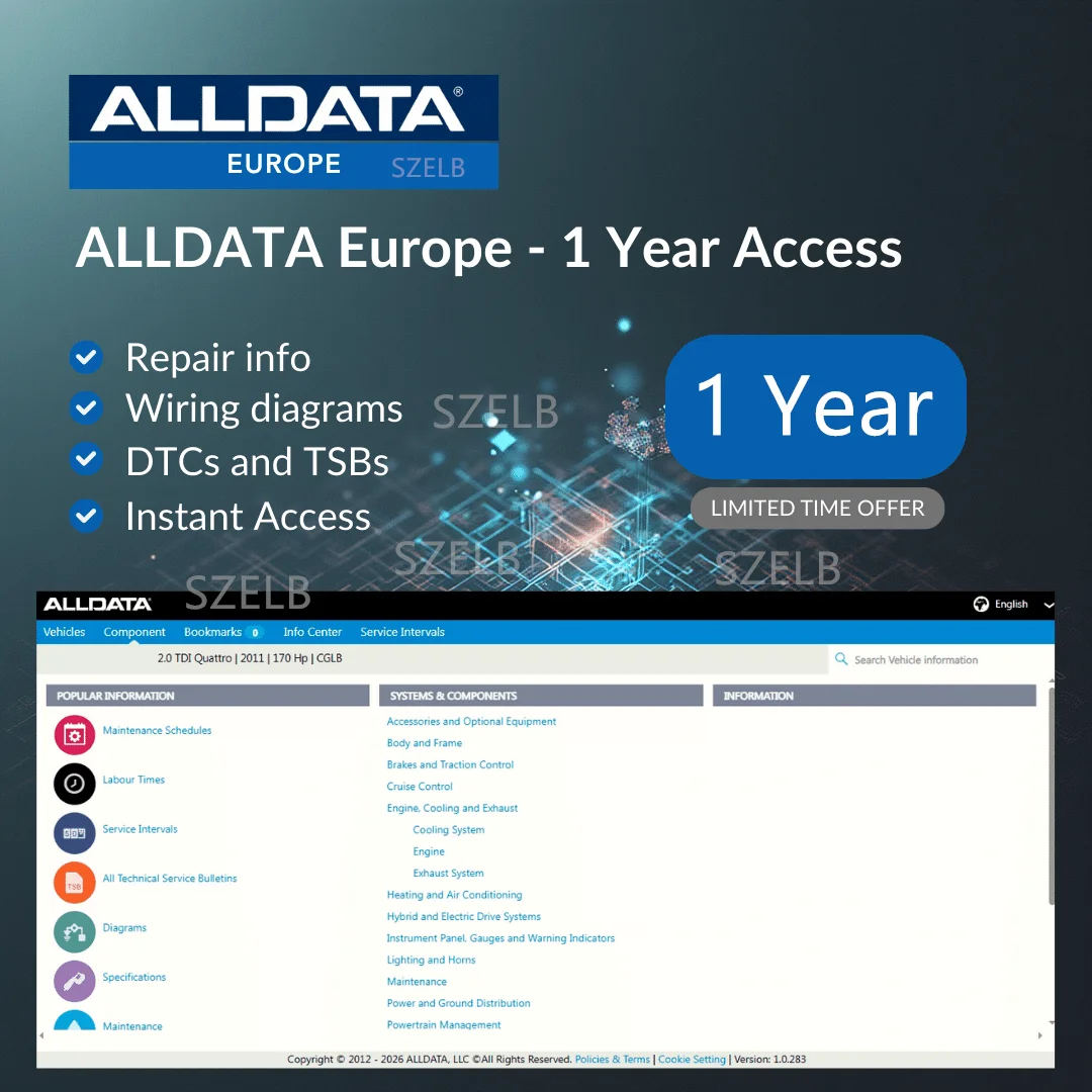 Alldata EU Online-Konto Neueste Autoreparatur-Software Aktualisiert bis 2026 Europäische Wartungsdaten Ein Jahr Nutzungszeit