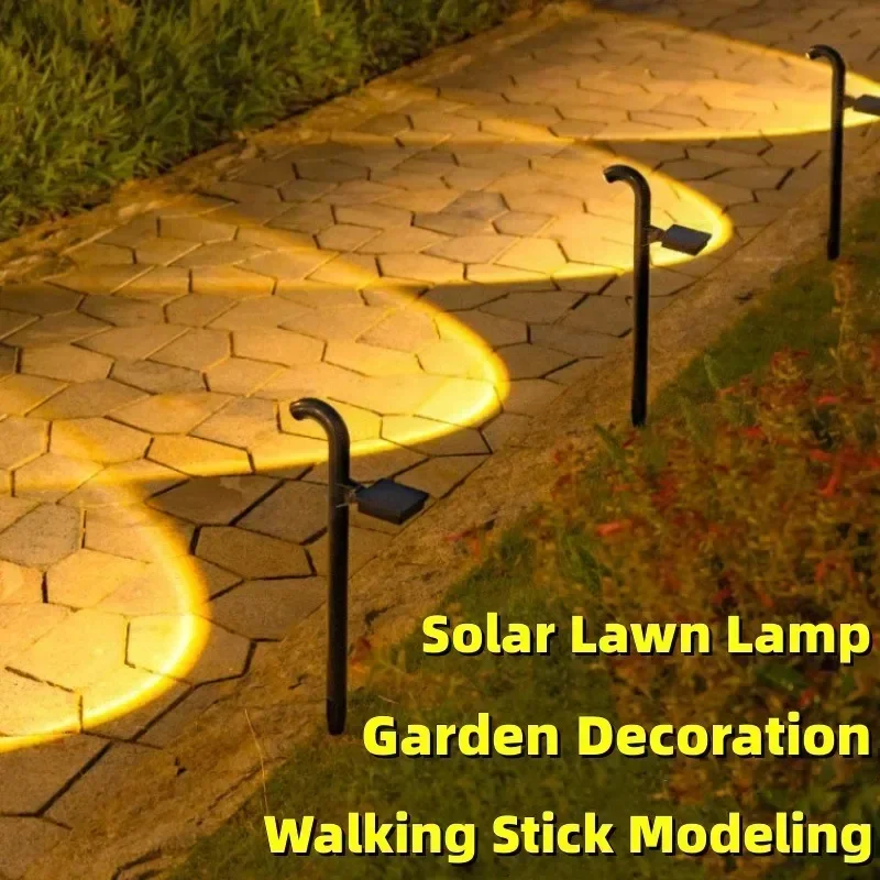 Garten-Solarlampen in Krückenform LED-Strahler Solarbetriebene Landschaftsbeleuchtung für Außenbereich Haus Villa Straße Dekoration