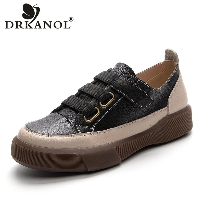 DRKANOL 2026 Große Größe 35-43 Frauen Flache Schuhe Mischfarben Echte Echtes Leder Loafer Damen Weiche Sohlen Casual schuhe Schuhe